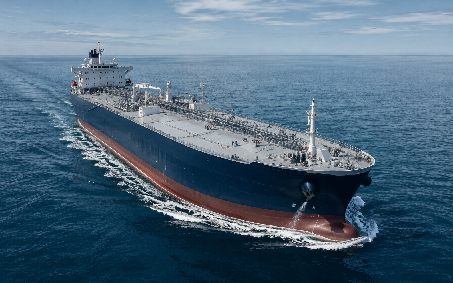 Newly delivered MR product and chemical tanker underway at sea